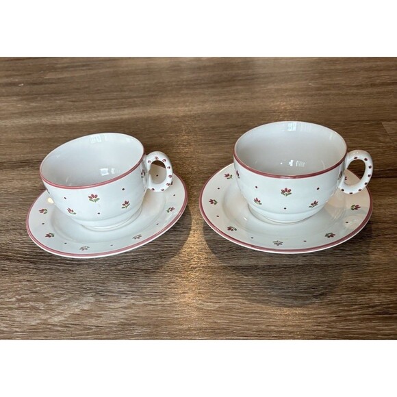 VTG Pfalzkeramik Inzell Streublumen 2 Mugs And Saucers Scattered Flowers German - Picture 2 of 11